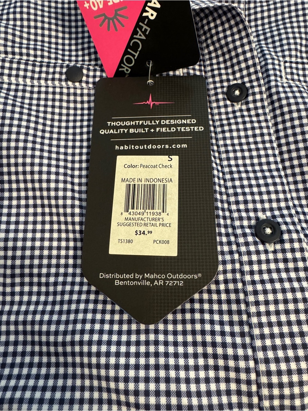 Habit Outdoors Peacoat Check Button-Down Shirt - Navy & White Gingham - Picture 6 of 6
